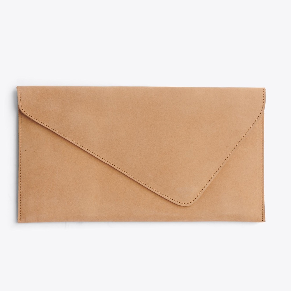 Nisolo Luisa Envelope Clutch in Sand Nubuck Leather